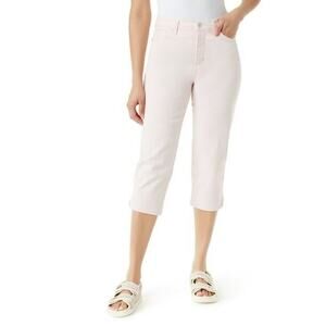 Gloria Vanderbilt Capri Jeans Womens 16 Soft Pink Cropped Denim‎ Summer Travel